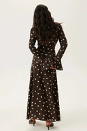 Maxikleid mit V-Ausschnitt und Polka-Dot-Muster