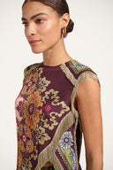 Top assimétrico floral boémio com franjas