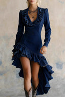 Asymmetrisches Midikleid mit Rüschen