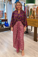 Printed Kimono Midi Dress