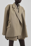 Taupe Mélange Boxy Wrap Blazer