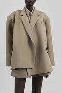Taupe Mélange Boxy Wrap Blazer
