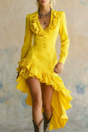 Asymmetrisches Midikleid mit Rüschen