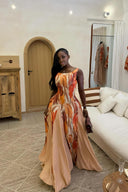 Rochie maxi cu imprimeu artistic