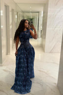 Robe longue plissée Adinkra