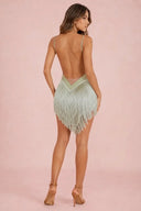 Asymmetric Fringe Dance Mini Dress