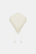 Gilet corto color crema ricamato con frange