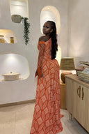 Robe maxi géométrique chic à une épaule