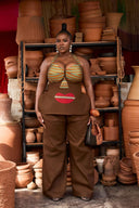 Neckholder-Korsett-Top im Tribal-Stil