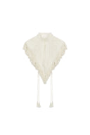 Gilet corto color crema ricamato con frange