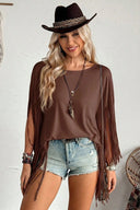 Fringed Shawl-Style Top