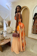 Rochie maxi cu imprimeu artistic