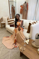 Rochie maxi cu imprimeu artistic