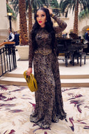 Robe longue marron en maille fine ajustée