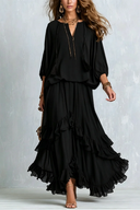 Completo con gonna a balze in chiffon etereo