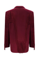 Giacca blazer bordeaux con frange e cuore