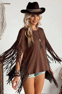 Fringed Shawl-Style Top
