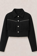 Giacca corta in denim con frange