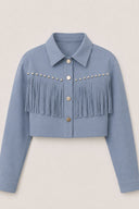 Giacca corta in denim con frange