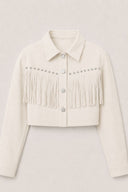 Giacca corta in denim con frange