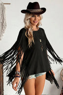 Top estilo xaile com franjas