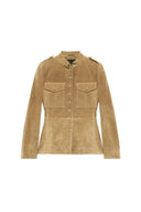 Giacca utility color kaki con collo rialzato