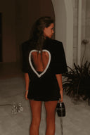 Rhinestone Heart Cut‑Out Top