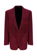 Giacca blazer bordeaux con frange e cuore