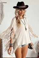 Top estilo xaile com franjas