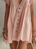 The Pink Lace Button-Down Dress