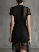The Black Pleated Lace Dress