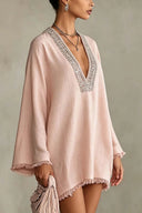 Boho-Minikleid mit Strassfransen
