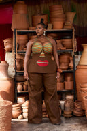 Neckholder-Korsett-Top im Tribal-Stil