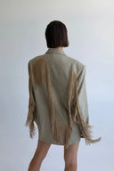 Giacca blazer color pistacchio con frange e cuore
