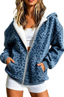 Leopard-Print Hooded Zip-Up Coat