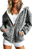 Leopard-Print Hooded Zip-Up Coat
