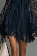 Navy Lace Cold Shoulder Mini Dress