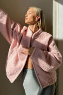 Stand-Collar Dropped-Shoulder Jacket