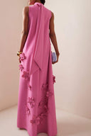 Rochie maxi fără mâneci Ethel decorată cu flori