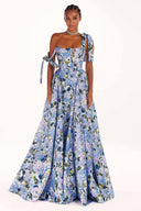 Abito lungo con spalline stampato Kacey Hydrangea