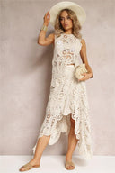 Conjunto Mignon de Top em Renda Bordada e Saia Maxi