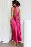 Rochie midi din satin Nad cu guler halter