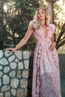 Suzanne blomsterprint cut-out maxi-kjole